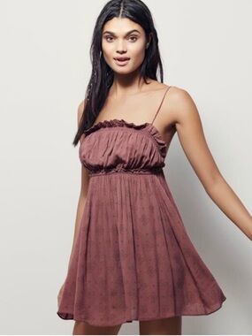 Free People Jolene Slip Dress size Large clay combo mauve pink intimately free